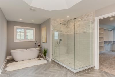 Modern bathroom with glass shower